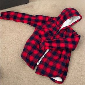 Sherpa flannel hoodie - RED PLAID
